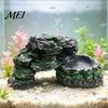 Natural Aquarium Ornament Turtle Basking Platform, Artificial Rock Reptiles Dock, Baby Tortoise Climbing Cave Ramp, Realistic Stone Hideout for Frogs,