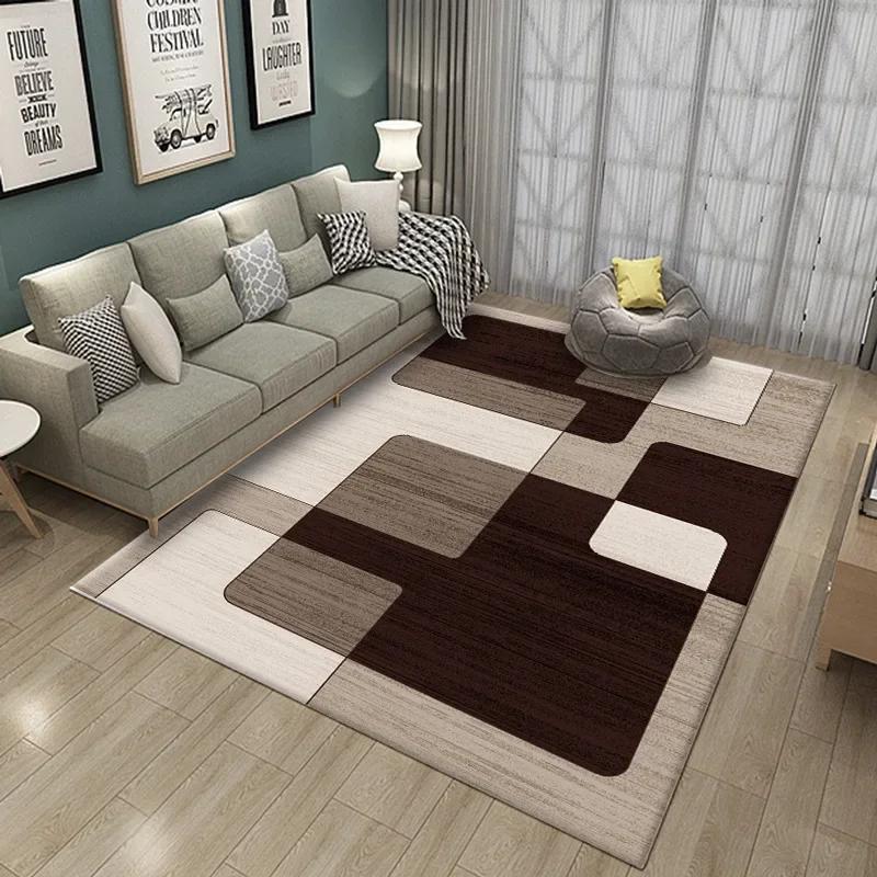 Modern Geometric Patchwork Rug Living Room Bedroom Office Carpet Minimalist Pattern Design Soft Durable Home Decor Stylish Style
