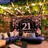Happy Birthday Party Backdrop 21th Red Glitter Black Adult Party Decoration Banner Photography Background Party Supplies