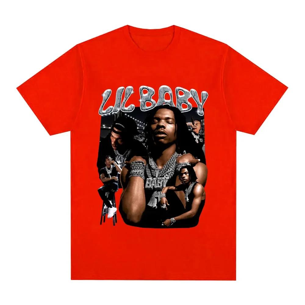 Хип-хоп рэпер Lil Baby Футболка Винтажная Унисекс Графическая футболка Оверсайз Хлопок Повседневная с коротким рукавом Оверсайз Футболки Уличная одежда