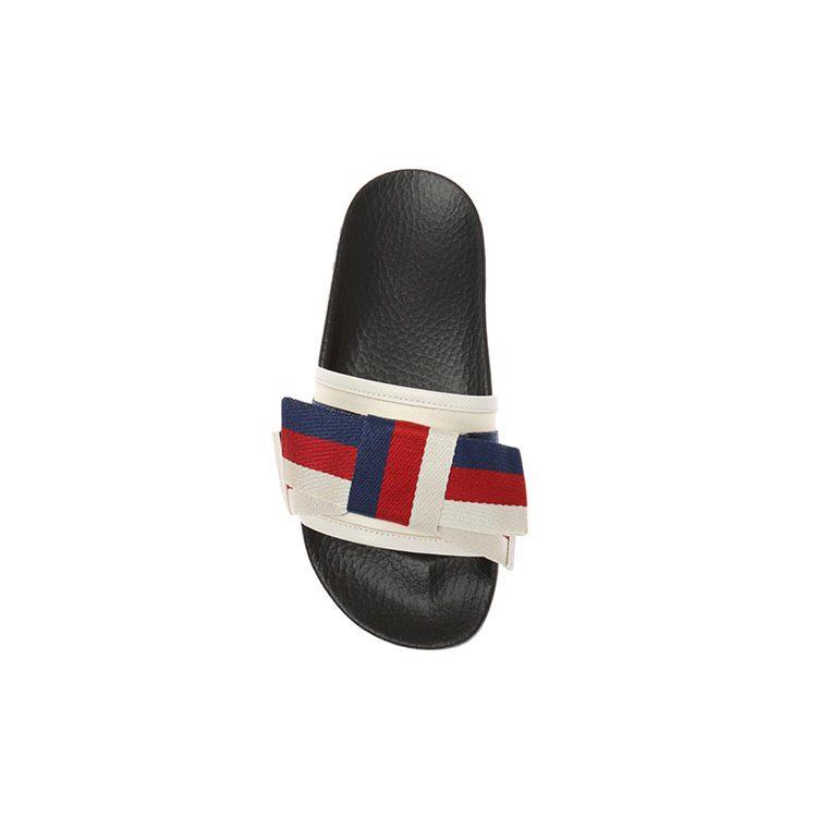 Gucci Женские атласные шлепанцы 'Web Bow' Женские 498316 KLWI0 9620