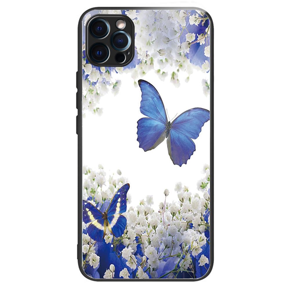 Чехол для телефона с печатью рисунка для iPhone 15 Pro, задняя панель из закаленного стекла + кромка из ТПУ