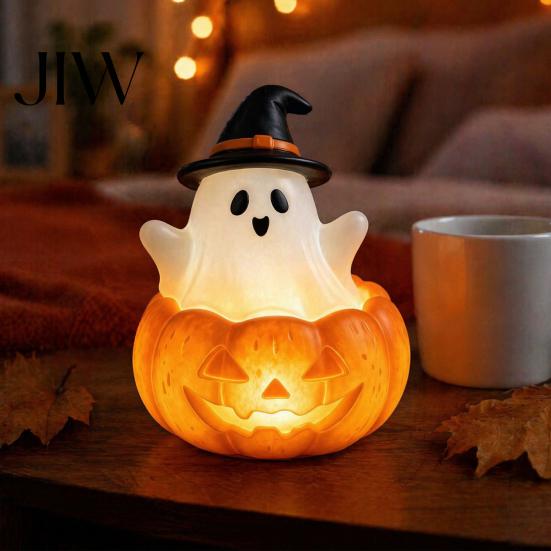 Halloween Party Atmosphere Light Cute Up Ghost Decoration, Small Statue Night Light, Indoor Tabletop Resin Table Decoration for Indoor, Kitchen Tiered