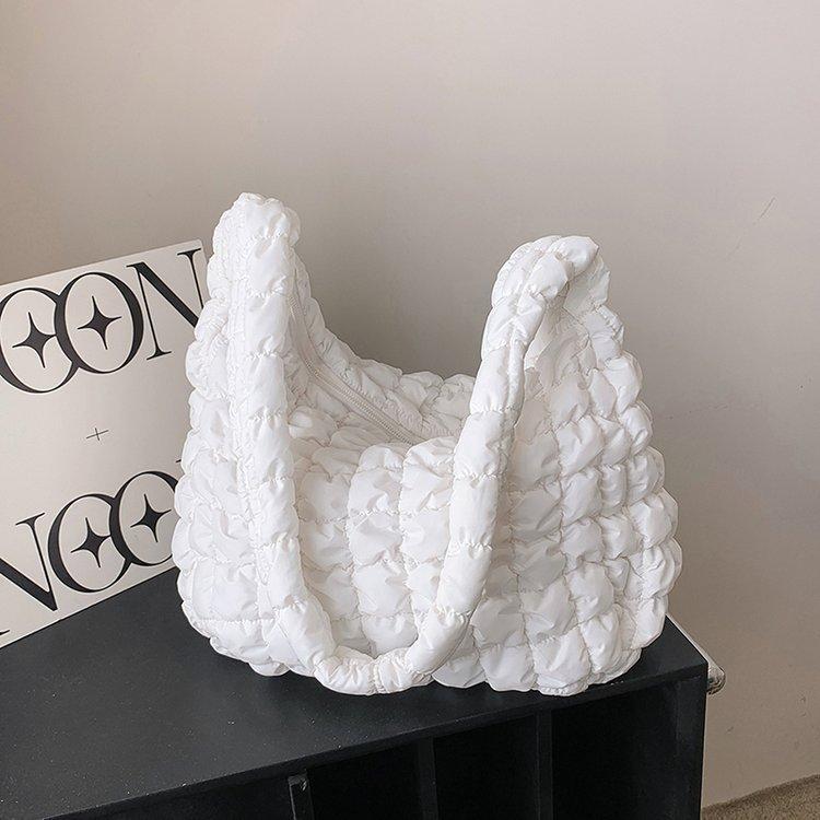 Женская стеганая сумка через плечо с мягкой подкладкой, плиссированные сумки на плечо с пузырьками и облаками, большая сумка-ведро, дизайнерская сумка, сумки со складками 2024