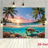 1 piece of 2D flat banner [party banner], made of polyester fiber, featuring a tropical beach theme with a background