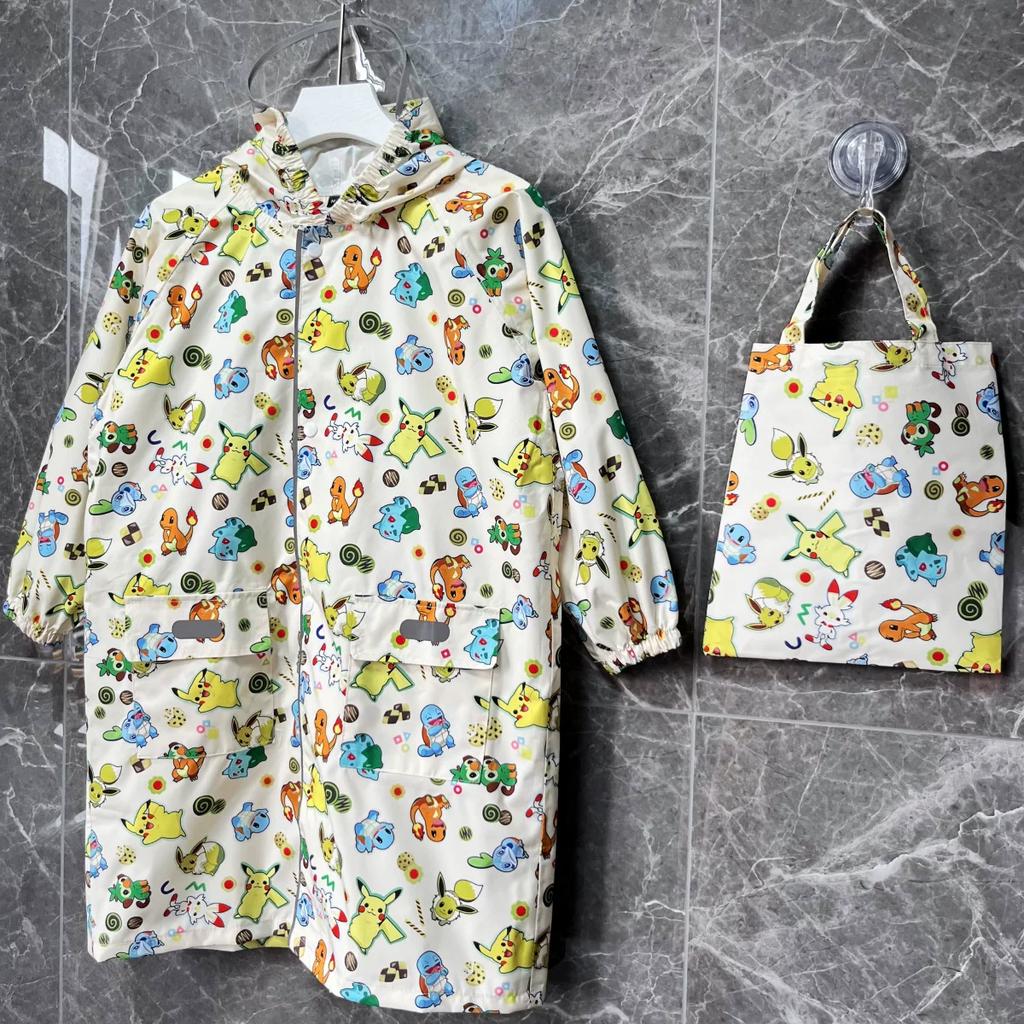 2026 Export Student Quick-Dry Lightweight Four-Season Portable Long Reflective Strip Raincoat Kindergarten Parent-Child Backpack Rainwear