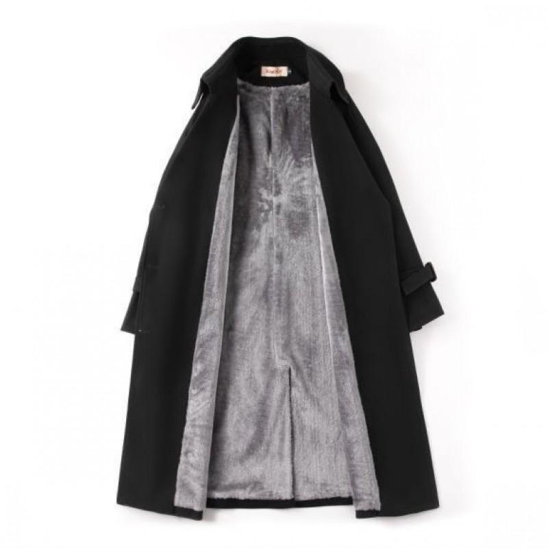Womens Mid-Length Trench Coat British Style Fleece Lined Fall Small Size Casual Versatile High-end Overcoat