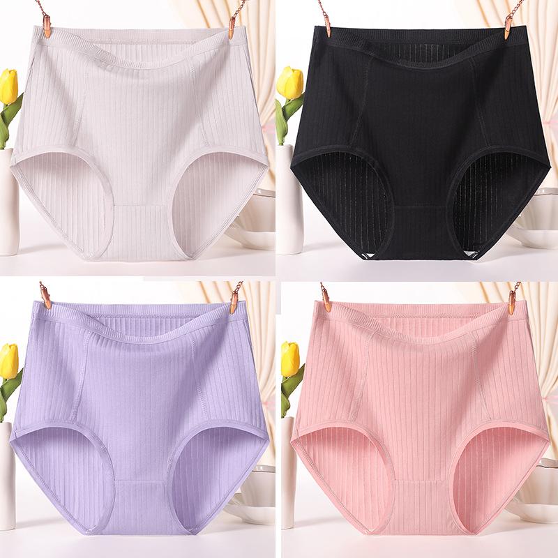 Большие размеры женские красные трусики для мам среднего возраста из хлопка с высокой талией