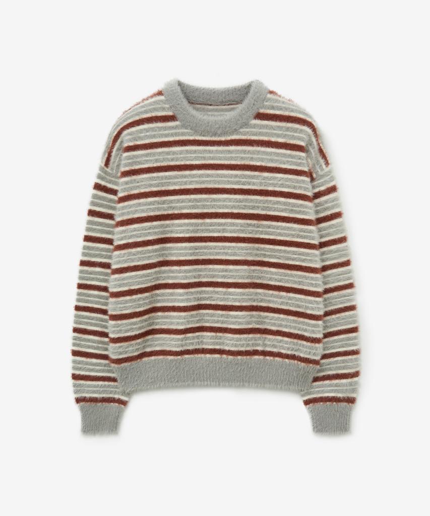 MINAV Hairy Stripe Knit [Gray]