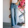 Весенне-осенне-летние женские джинсы с высокой талией, широкие брюки, джинсовые брюки с необработанными краями