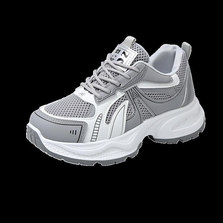 Модные универсальные кроссовки на толстой подошве женские весенние новые цветные легкие дышащие сетчатые спортивные кроссовки