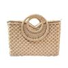 Vintage Handmade Straw Bag Women Summer Large Capacity Beach Bag Weave Handbag Vacation Rattan Handle Bag Kintted Totes