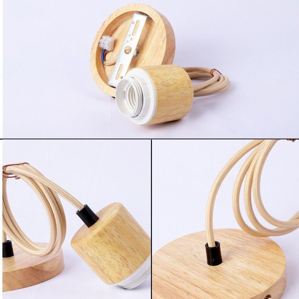 Screw Socket E27 Hanging Lamp Holder Wooden Lampshade Base for Bedroom/Restaurant/Hotel/Bars