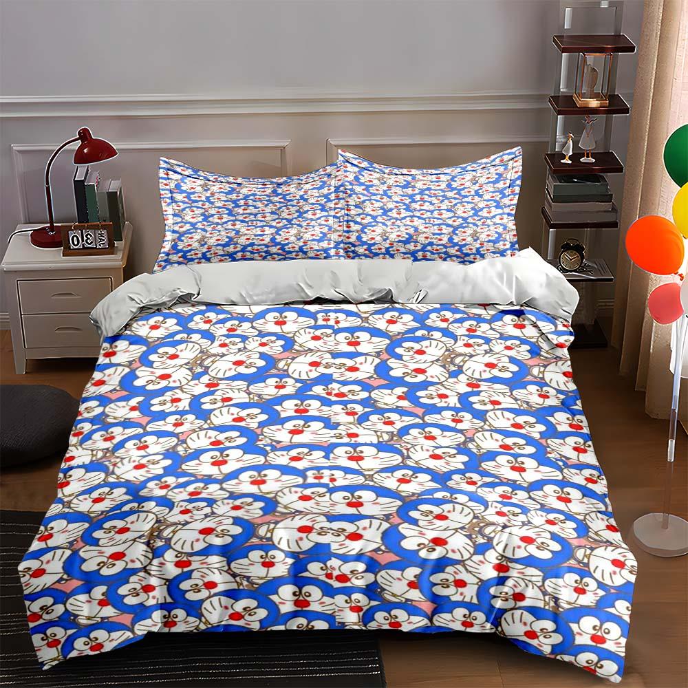 Blue cartoon faces. Bedding Duvet cover sets Duvet covers Pillowcases gifts (1 * Duvet Cover 2 * Pillowcases, without duvet insert)