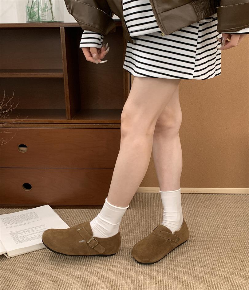 Женские осенние новые полушлепанцы с толстой подошвой 3 см, с закрытым носком, в стиле мори, ретро, ленивые, мягкие, уродливо-милые туфли