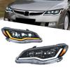 YUANZHENG Honda Civic 8th Generation FD2 Type R Headlight FD1 FD2 FD3 Pocket Double Projector All LED Opening Flowing Turn Signal Transparent Lens For