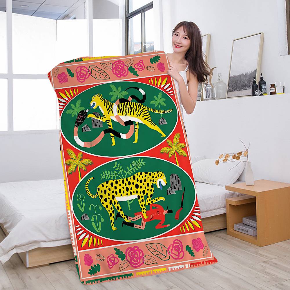 Ancient Egypt Tiger Leopard Beach Towel Colorful Bath Towels for Girl Microfiber Quick Dry Sand Free Beach Yoga Spa