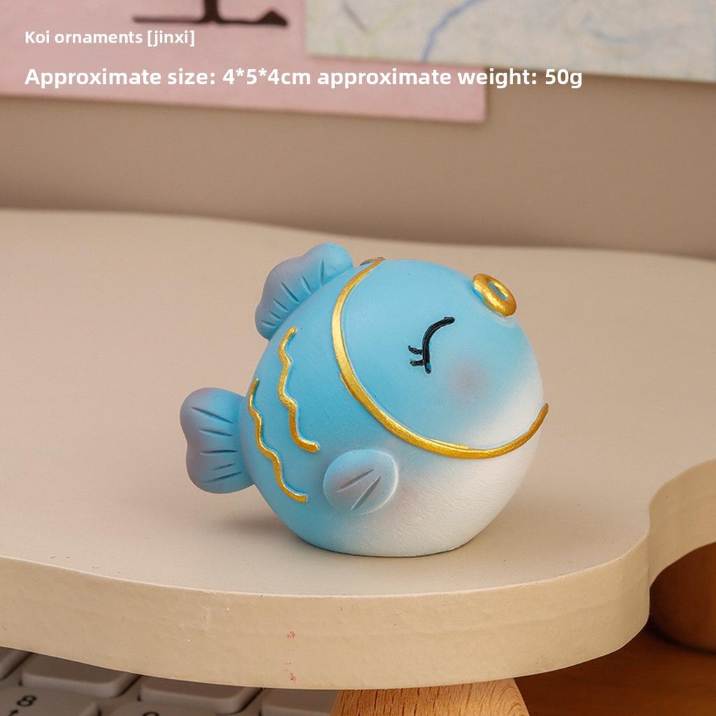 Очаровательная фигурка золотой рыбки из смолы - уникальное украшение для стола на рабочем месте, аксессуар для снятия стресса, декоративное изделие ручной работы