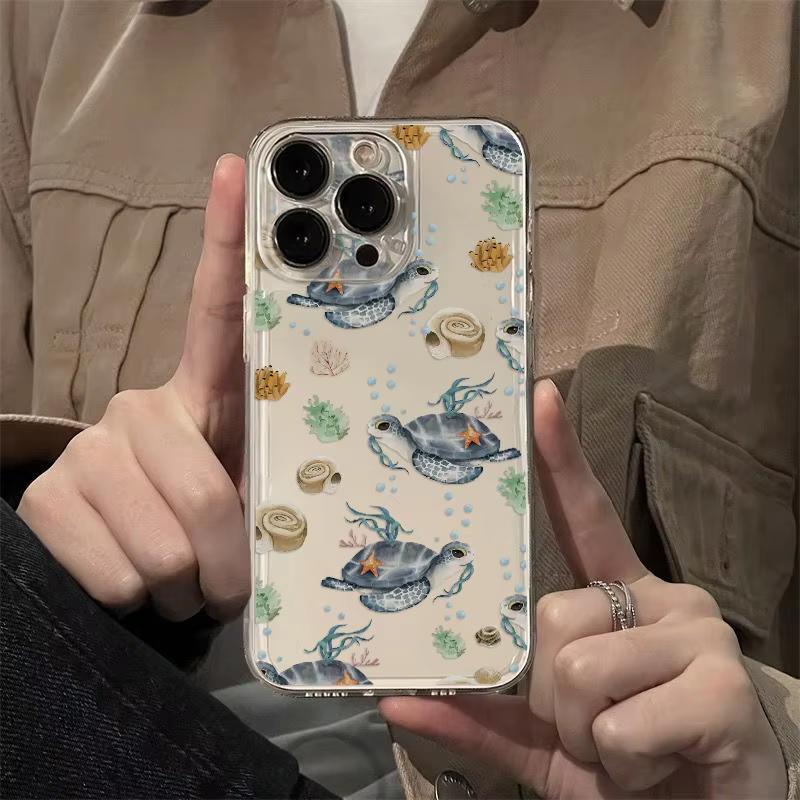 Summer Cartoon Turtle Pattern Phone Case For Xiaomi Mi Poco X6Pro X6 X7 X5 Pro Mi Poco F7 Pro F6 F5 Clear Bumper Cover