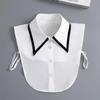 New Women White Lace Fake Collar Vintage Shirt Detachable Collar Front Tie Men Lapel Blouse Top Sweater Cotton False Collars