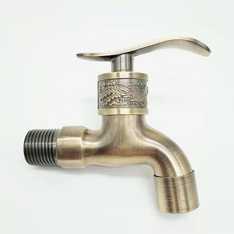 Antique Brass Dragon Carved Tap Faucet Garden Bibcock Washing Machine Faucet Luxury Outdoor Faucet Single Cold Tap