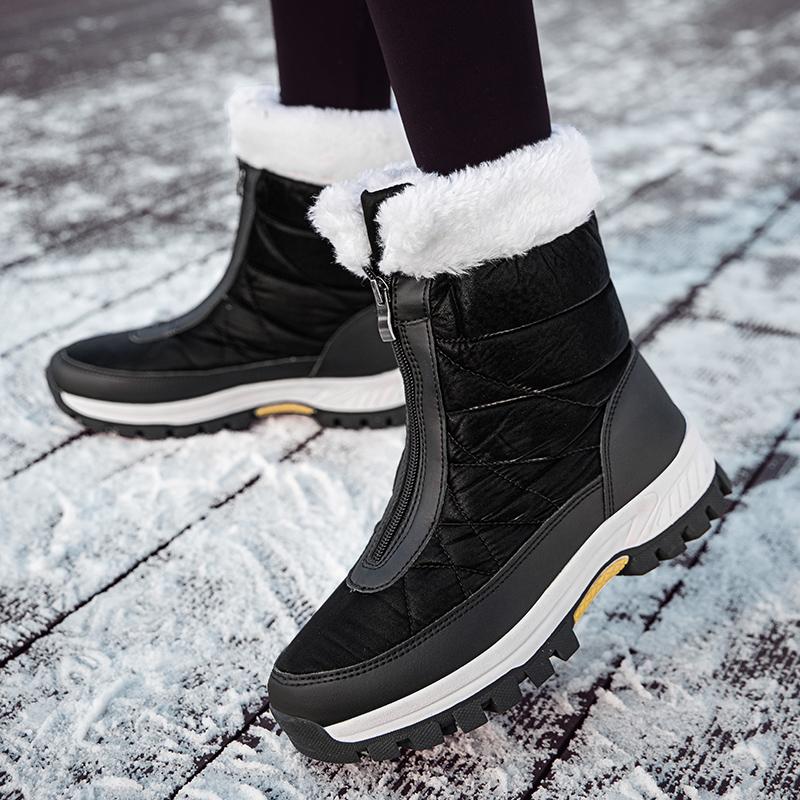 Ботильоны, женская зимняя обувь, сохраняющие тепло, нескользящие черные зимние ботинки, женские белые ботинки на шнуровке, большие размеры 42