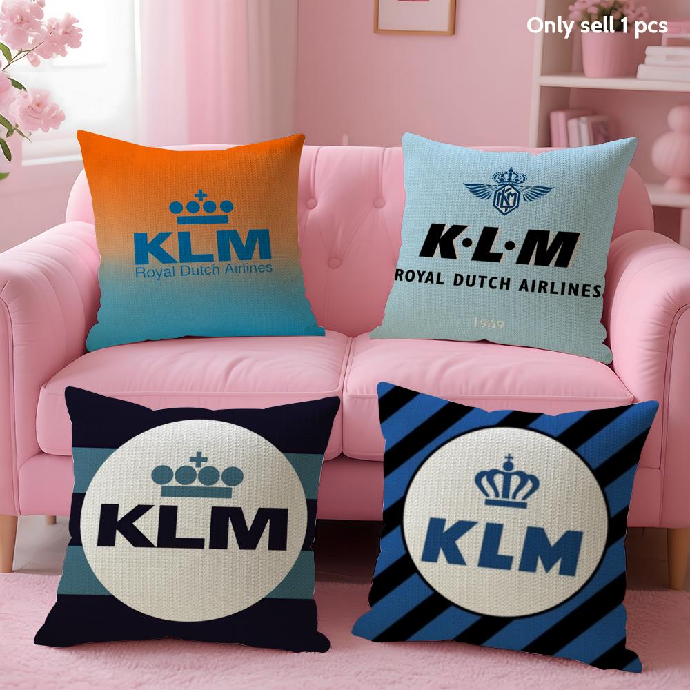 Нидерланды K-Klm R-Королевские голландские авиалинии Наволочка Летняя прохлада Льняная ткань Двусторонняя печать Наволочка Декор для дома