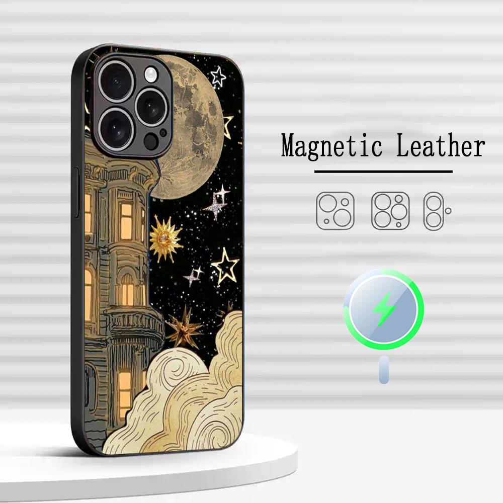 Американский ретро арт-живопись узор дизайн Чехол для телефона Для iPhone 17 16 15 14 13 12 Plus Pro Max Роскошный Magsafe Овчина