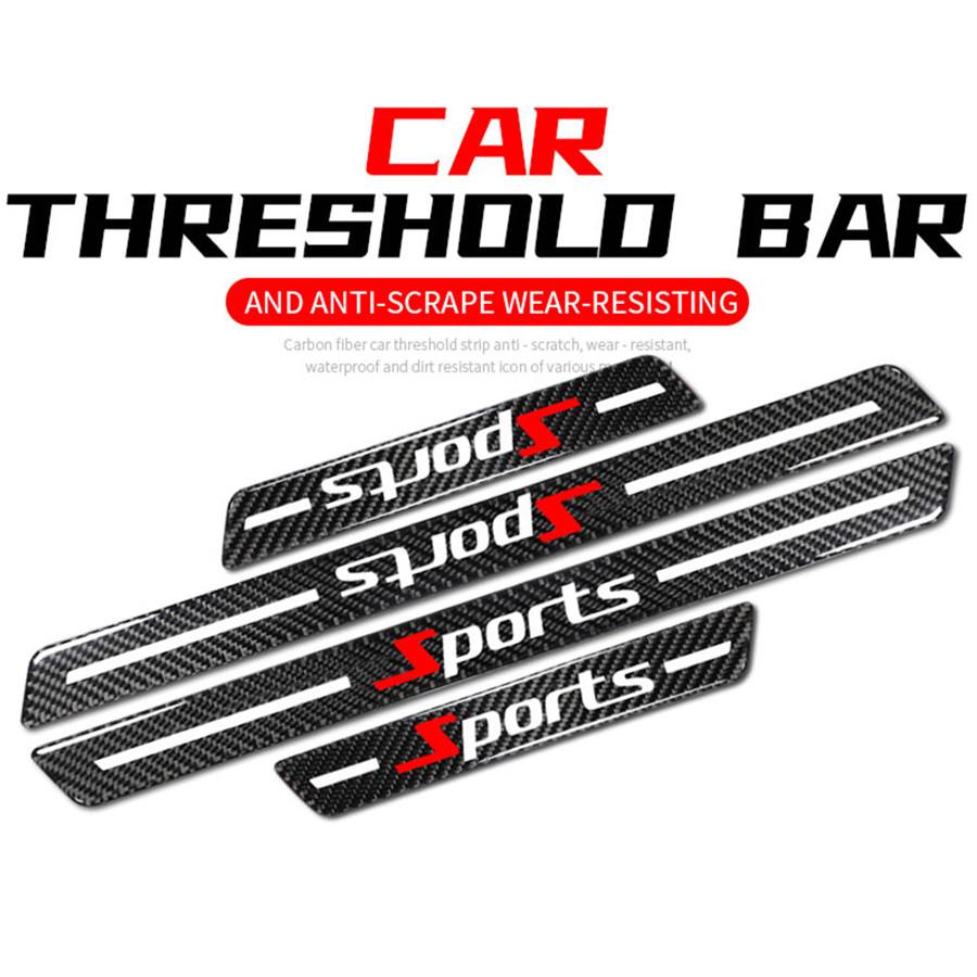 4x Универсальная накладка на порог двери автомобиля, защитная панель, накладка, отделка, карбоновое волокно