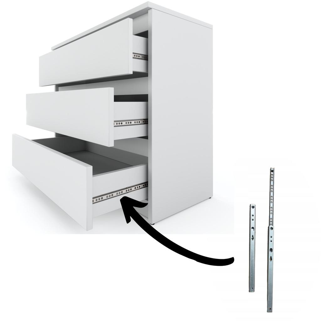 White Chest of Drawers 80 CM 3S TV Cabinet Furniture for Living Room Bedroom Loft