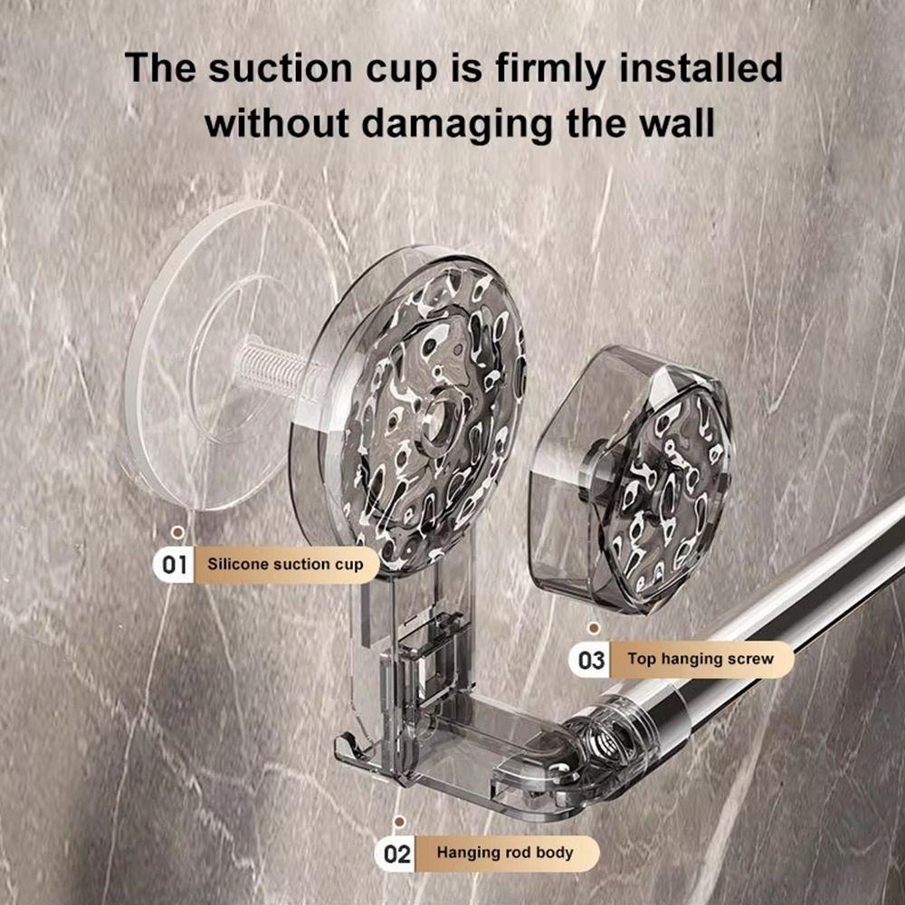 1Pcs 36-120cm Self-adhesive Storage Rack Double Layer Rod Kitchen Bathroom Shelf Wall Towel Rack