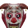 Realistic Halloween Mask Scary Devil Horns Mask, with Bell Decor, Breathable Comfortable Transparent Vision Latex Headgear, for Adult Cosplay