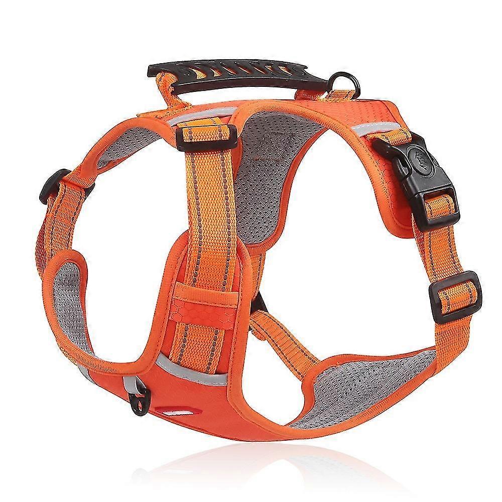 Breathable Pet Dog Harness Reflective Puppy Safety Vest with Control Handle - Orange S