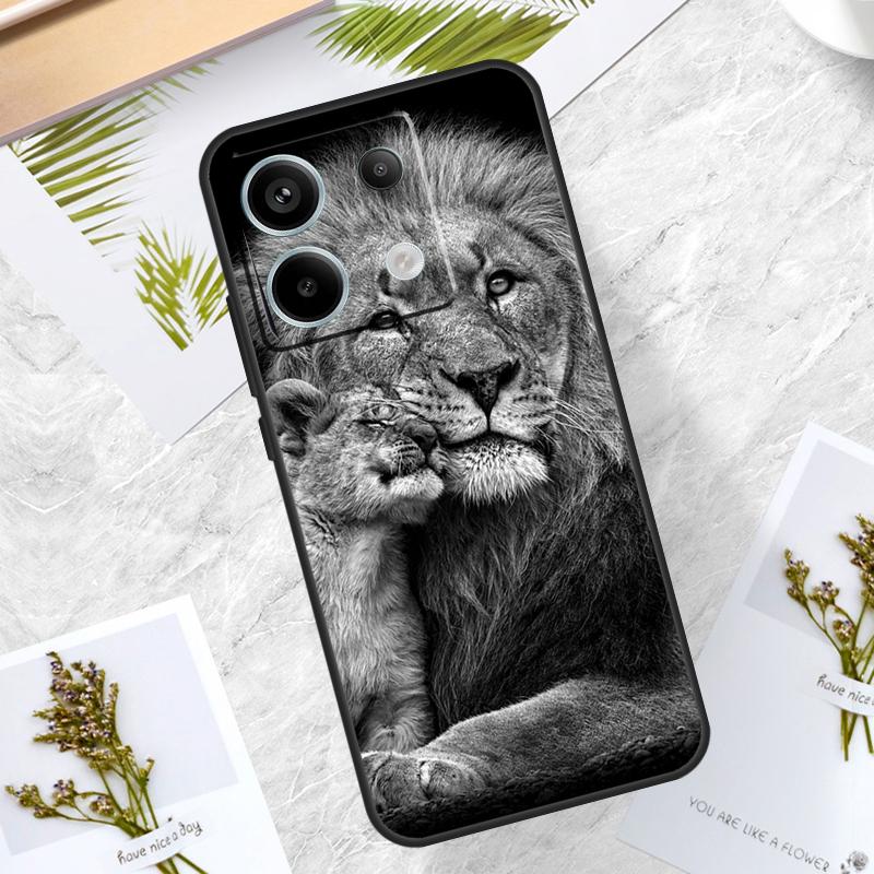 Lion Head Case For Xiaomi Redmi Note 14 Pro 12 11 10 13 15 Pro Plus Redmi 15 14C 10C 12C 13C 15C Cover