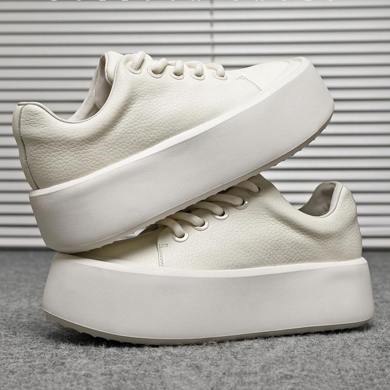 New Men's Comfort All Match Genuine Leather Platform Height Increasing Causal Shoes Flats Moccasins Walking Sneakers