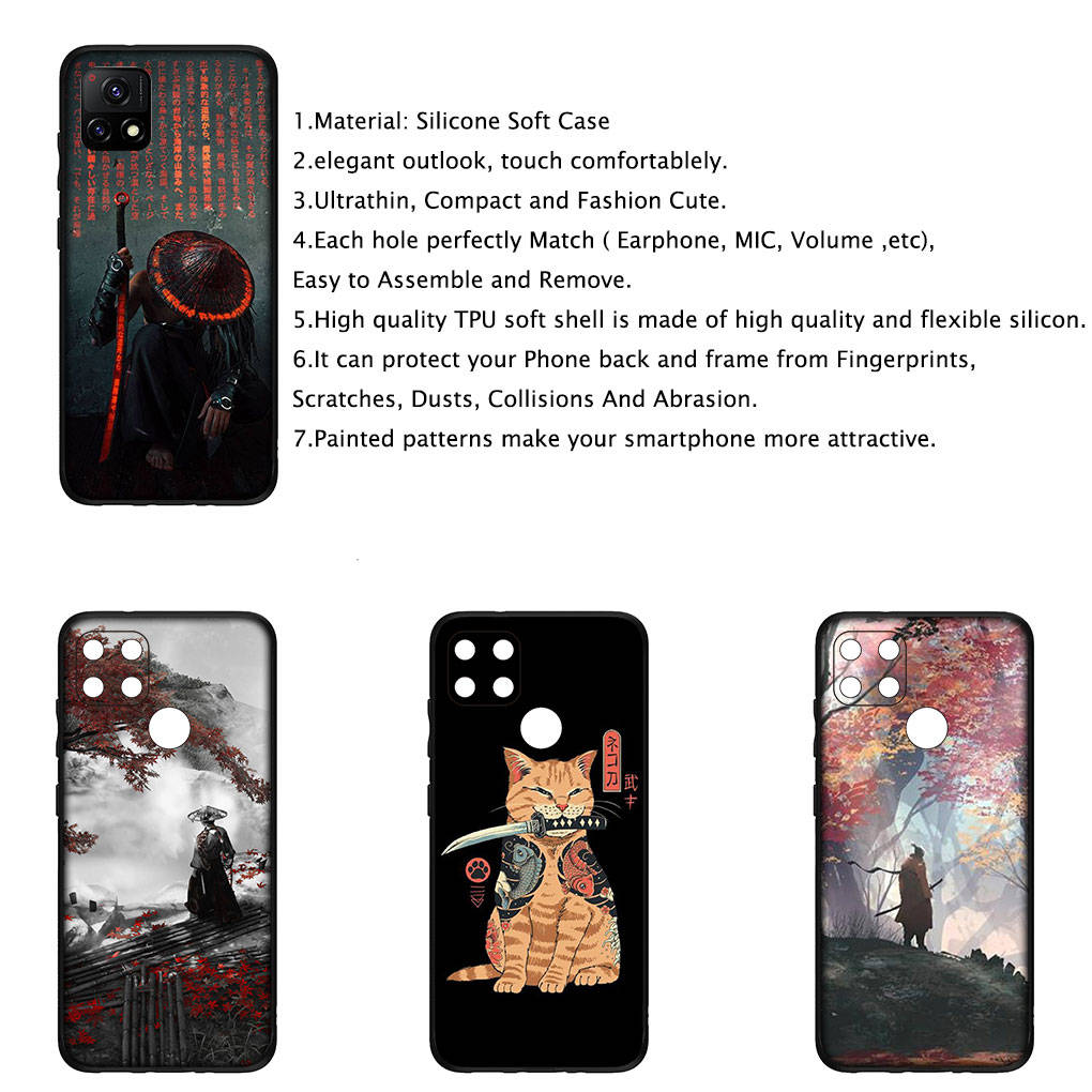 Для iPhone 16 15 Xiaomi Redmi Note 14 13 12 11 Pro Max X 8 16e Samsung Galaxy S25 S24 S23 Moto OPPO Huawei Bushido Japan чехол для телефона Samurai Ninja