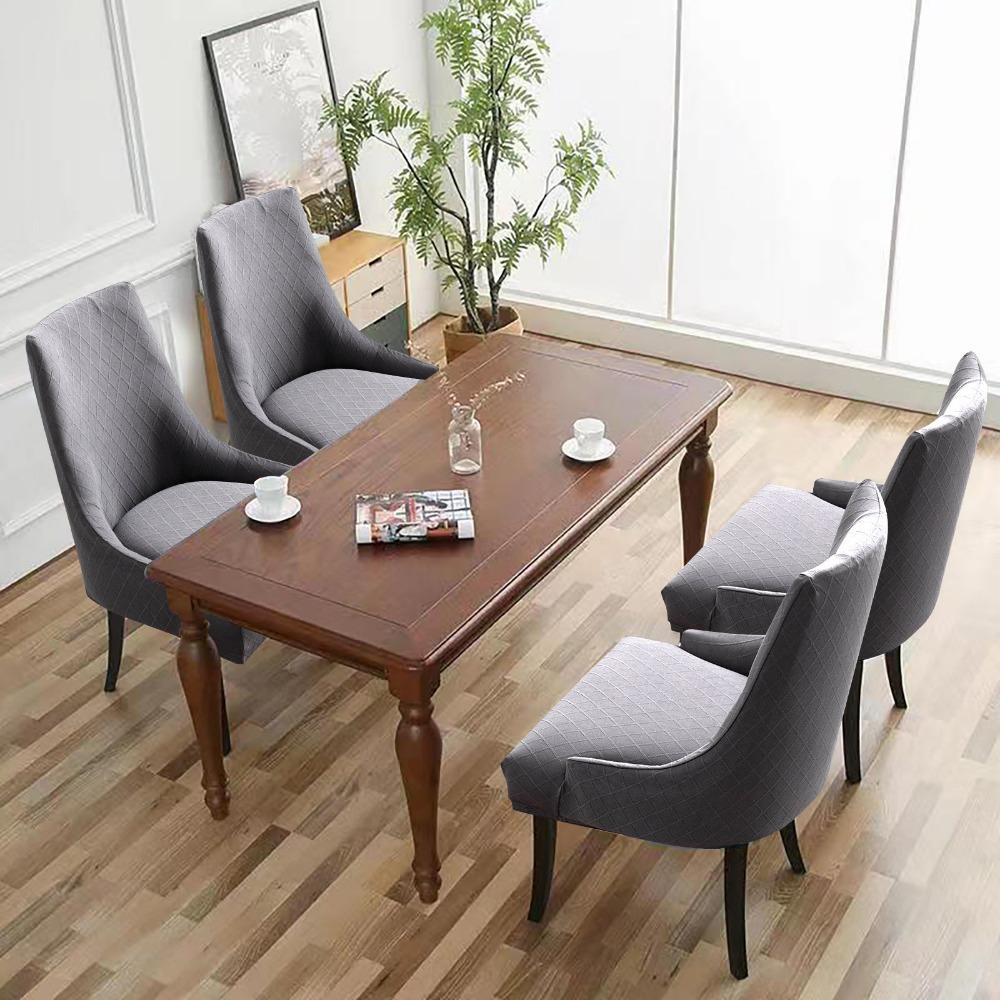 Waterproof Diamond Jacquard Stretch Chair Cover Elastic Dining Armchair Slipcover