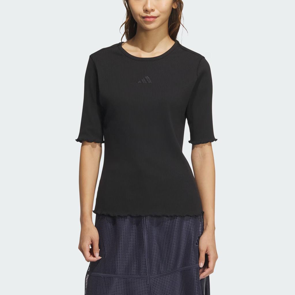 Adidas Футболка Lux Ad Rib, удобная, ребристая, спортивная, повседневная, с коротким рукавом, женская, топы, черная JL5093