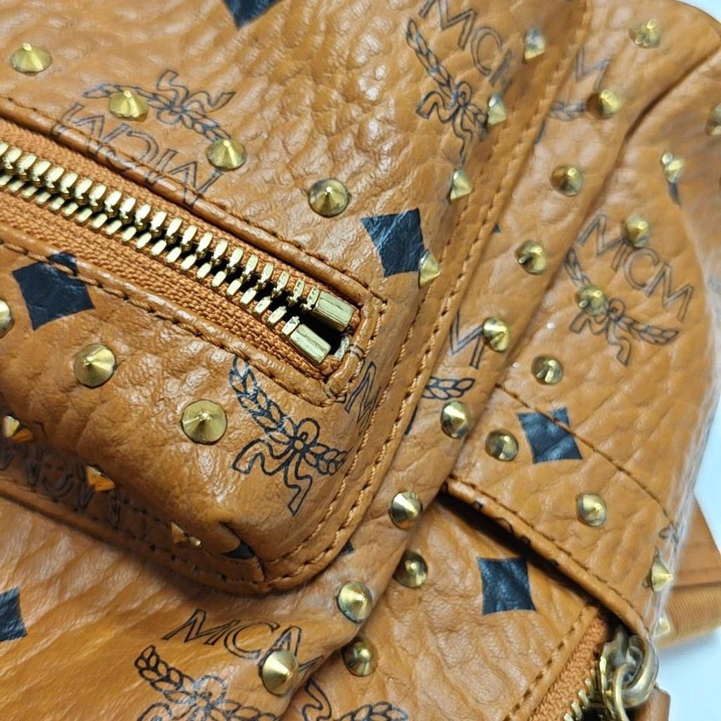 [Pre-Owned] Studded Monogram Print Faux Leather Mini Backpack - Good #1RTZ1QD