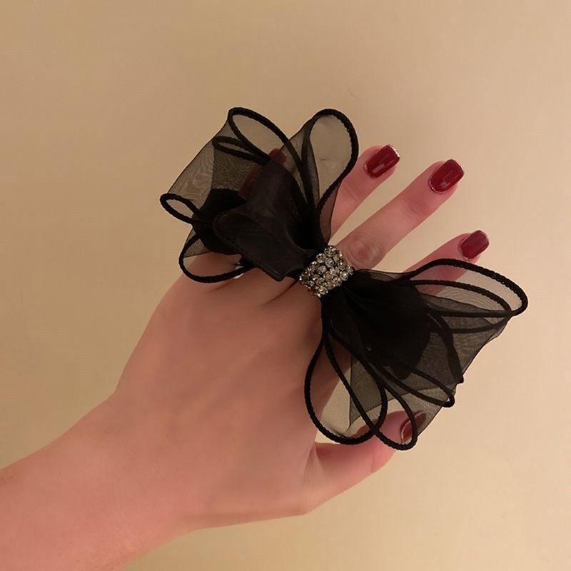 Сетчатое кольцо для волос с бантом, красное, 2022, новое, универсальное, простое, Ins, темпераментное, с шариковой головкой, чешская веревка для сверления