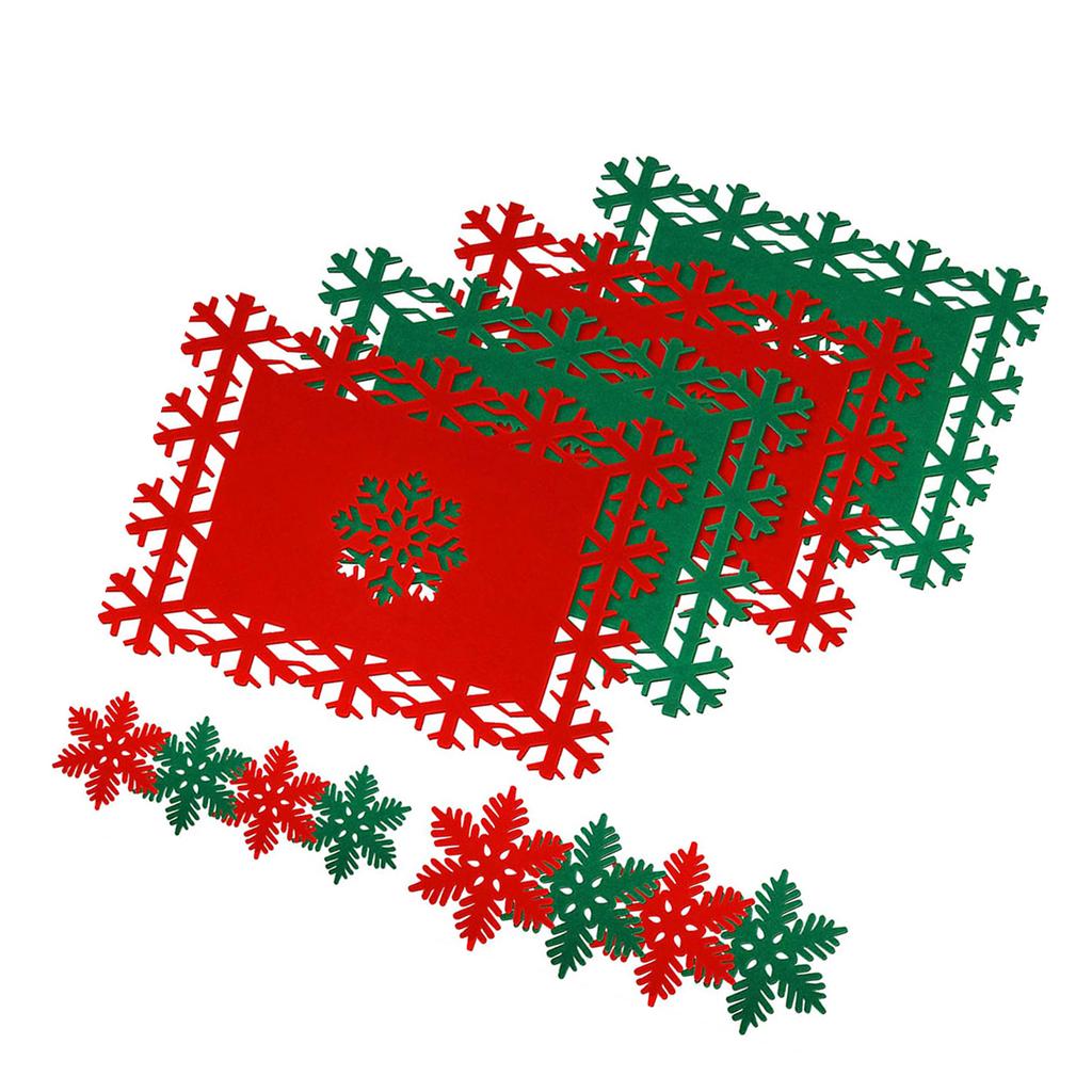 Набор из 12 рождественских фетровых салфеток, термостойкие салфетки под приборы для праздничного стола, кухонные коврики под миски для еды, подкладки для дома