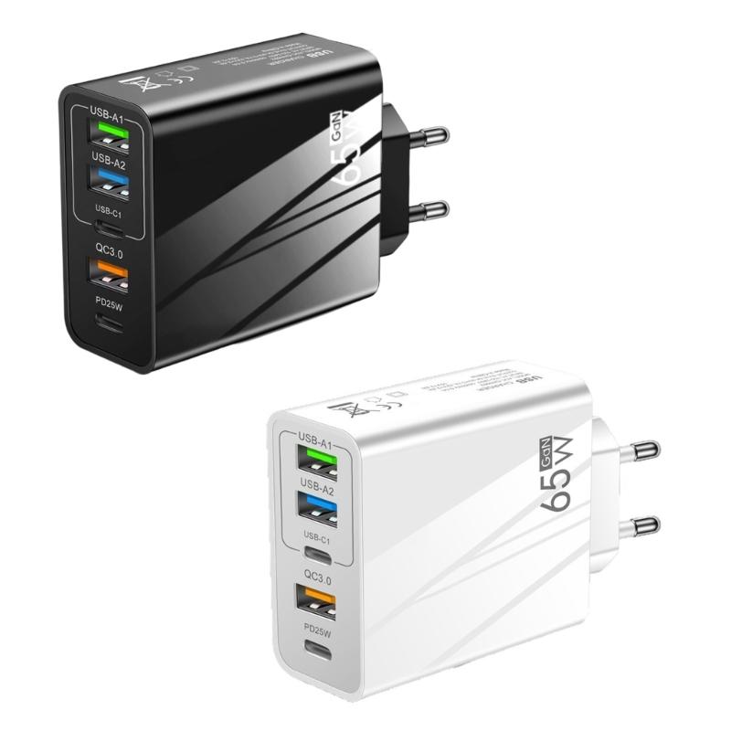 Многофункциональный настенный зарядный адаптер 65 Вт Порт USB Type C Интеллектуальная мощность Настольная зарядная станция Пластиковая текстура