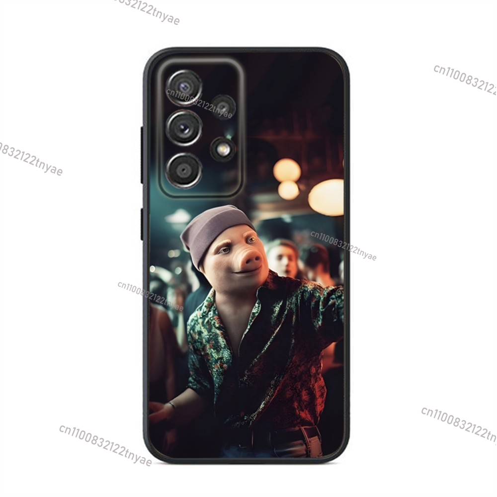 John Pork звонит Чехол для телефона с функцией ответа на звонок для Samsung S24, 21, 22, 23, 30, Ultra, 20, Plus, Note, 10, 9, Черный мягкий силиконовый чехол