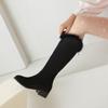 Women's Low-heeled Boots Autumn and Winter New Thick-heeled Large-size Warm Plush Medium Boots