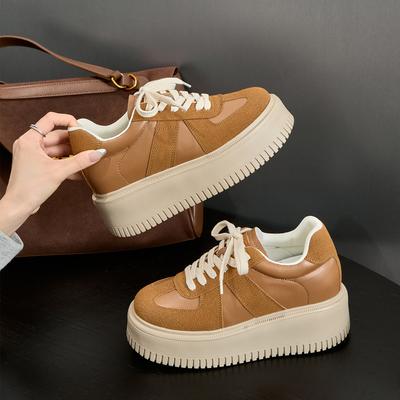 2025 весна и осень новая кожа немецкие тренировочные туфли женские универсальные на шнуровке классические с внутренней платформой повседневные туфли белые туфли