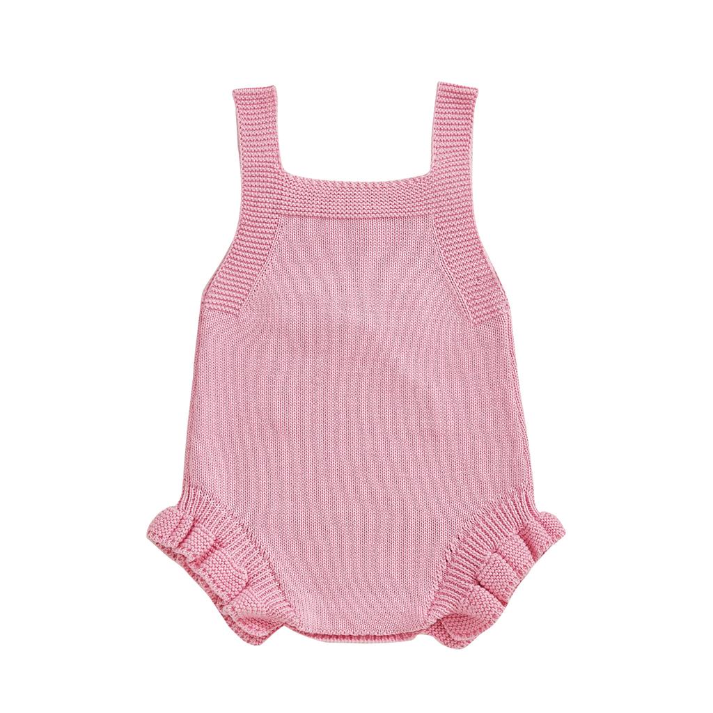 Комбинезон для девочек весна-лето без рукавов с оборками и вышивкой в виде банта  