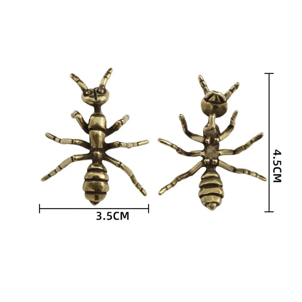 Antique Copper Crafts Home Decors Brass Ant Figurines Miniature Simulation Insect Desk Ornament Table Tea Pets