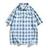 Checkered Short Sleeved Shirt for Men's Summer Casual Plus Size Men's Shirt Jacket
