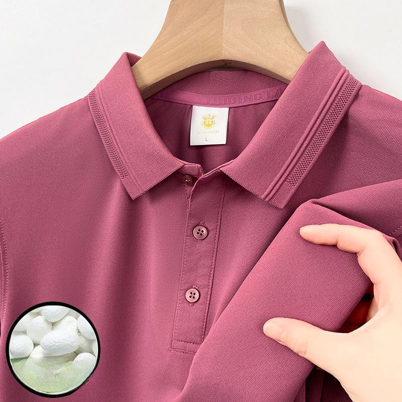 7A Ice Silk, бесшовная рубашка-поло с короткими рукавами для мужчин, летняя однотонная футболка из тутового шелка и бамбукового волокна