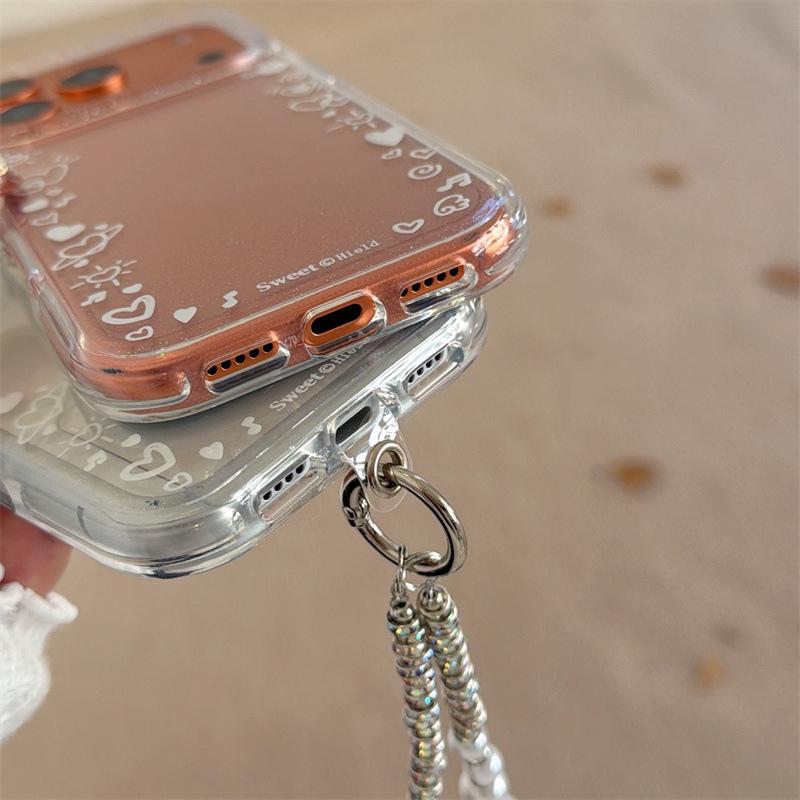 Чехол в корейском стиле с блестящей рамкой в форме сердца для iPhone 17/16 Pro Max/15/14
